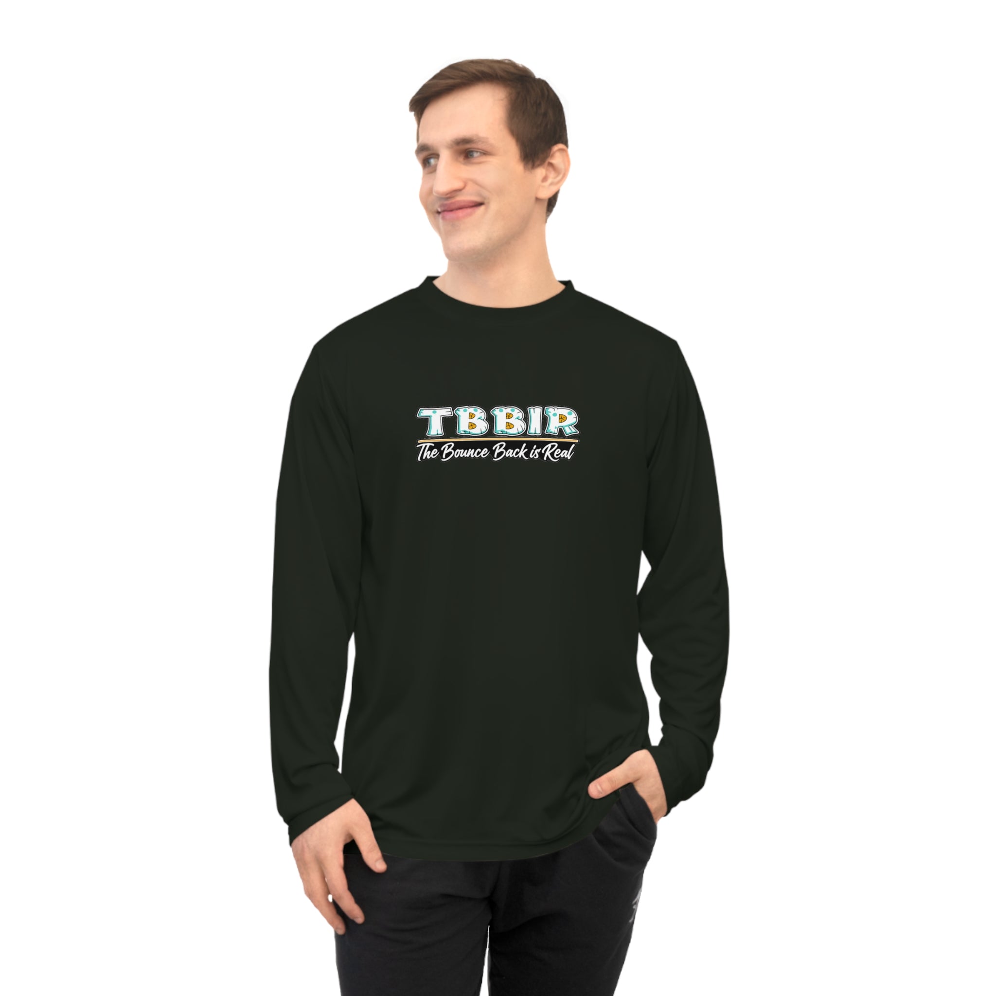 TBBIR Retro Logo Long Sleeve Performance Shirt — "Too Blessed To Be In Rush"
