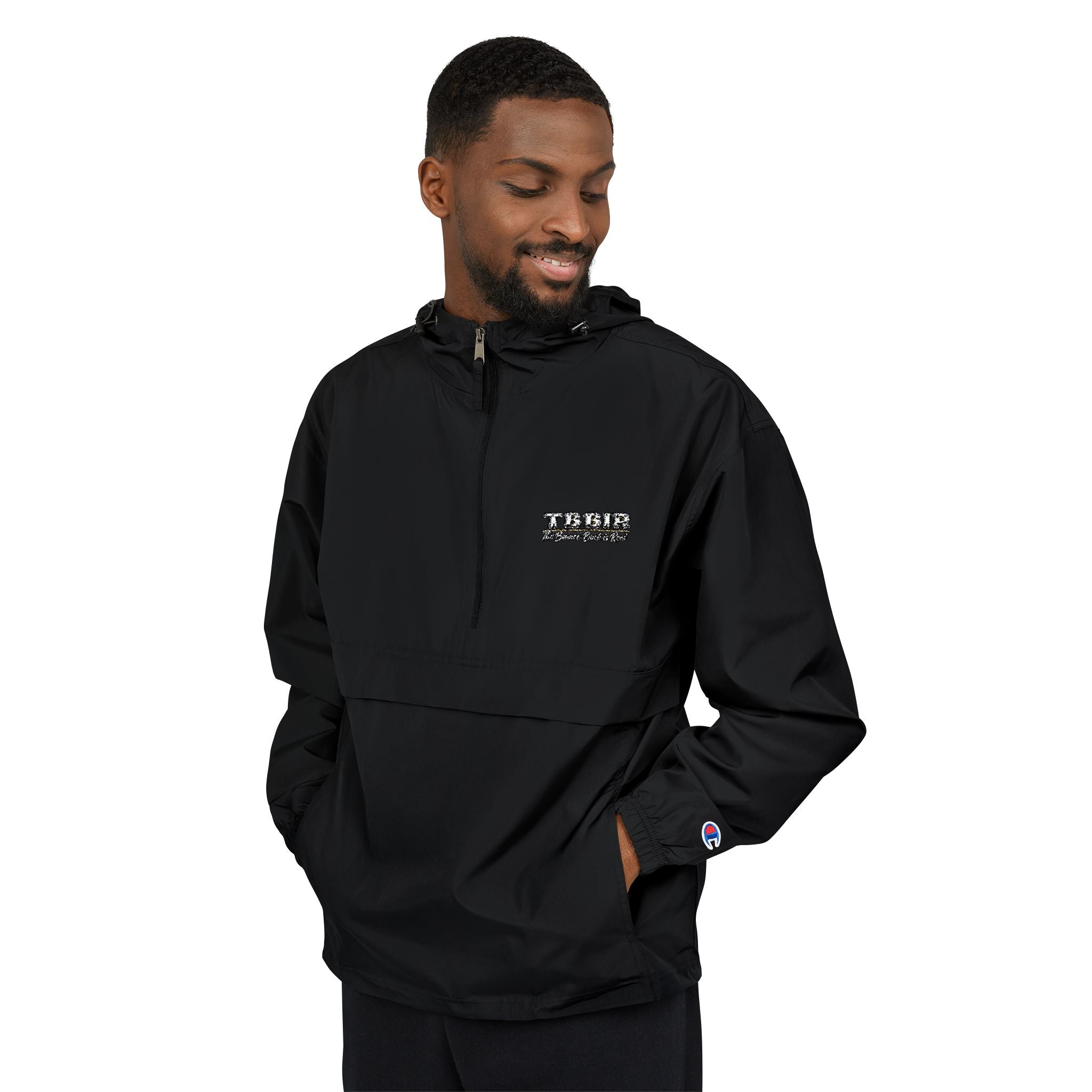 Packable Anorak Jacket — Lightweight Orange Windbreaker with Checker Logo