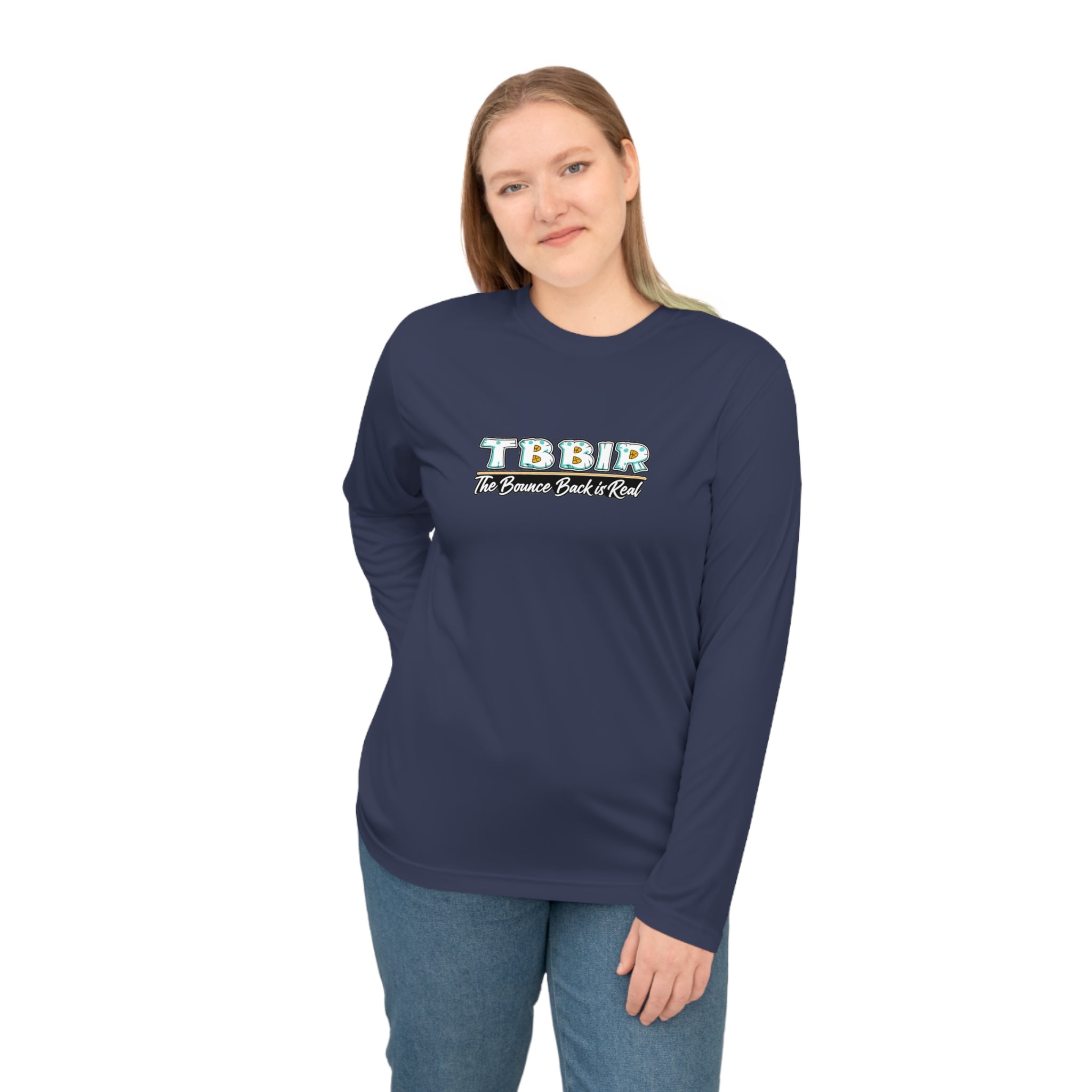 TBBIR Retro Logo Long Sleeve Performance Shirt — "Too Blessed To Be In Rush"