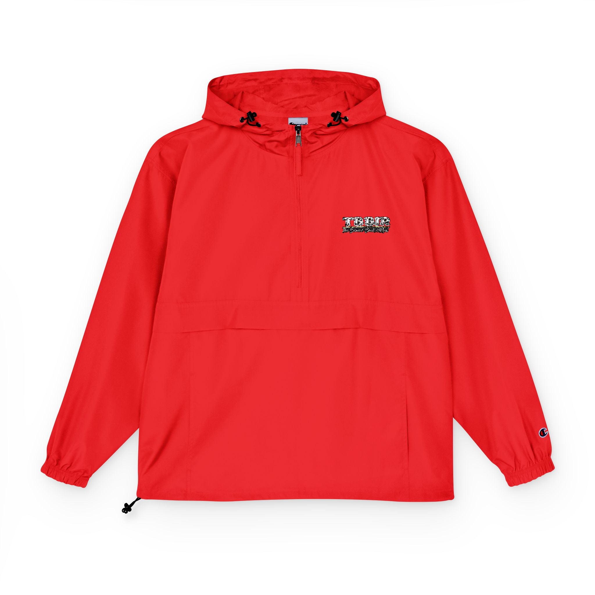 Packable Anorak Jacket — Lightweight Orange Windbreaker with Checker Logo