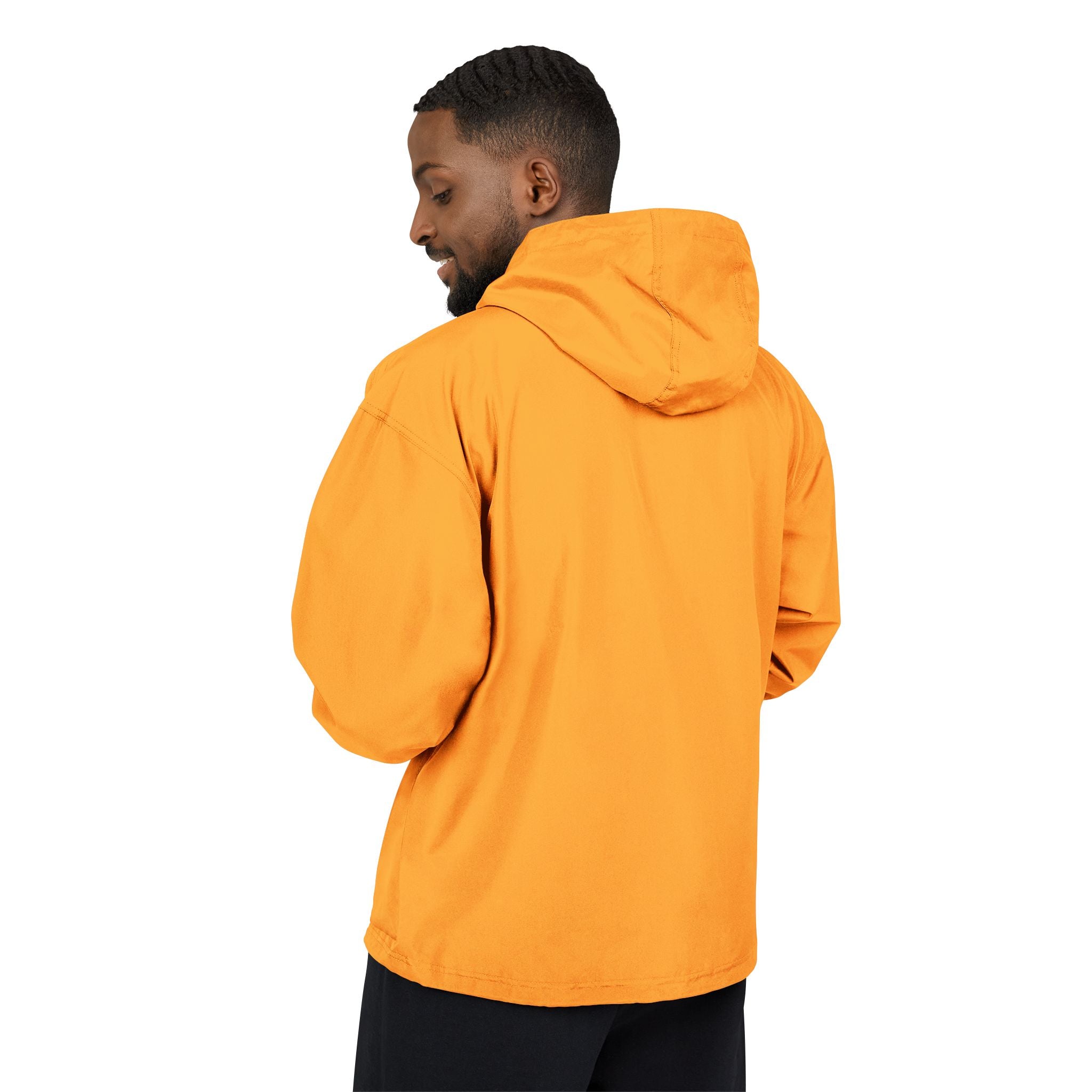Packable Anorak Jacket — Lightweight Orange Windbreaker with Checker Logo