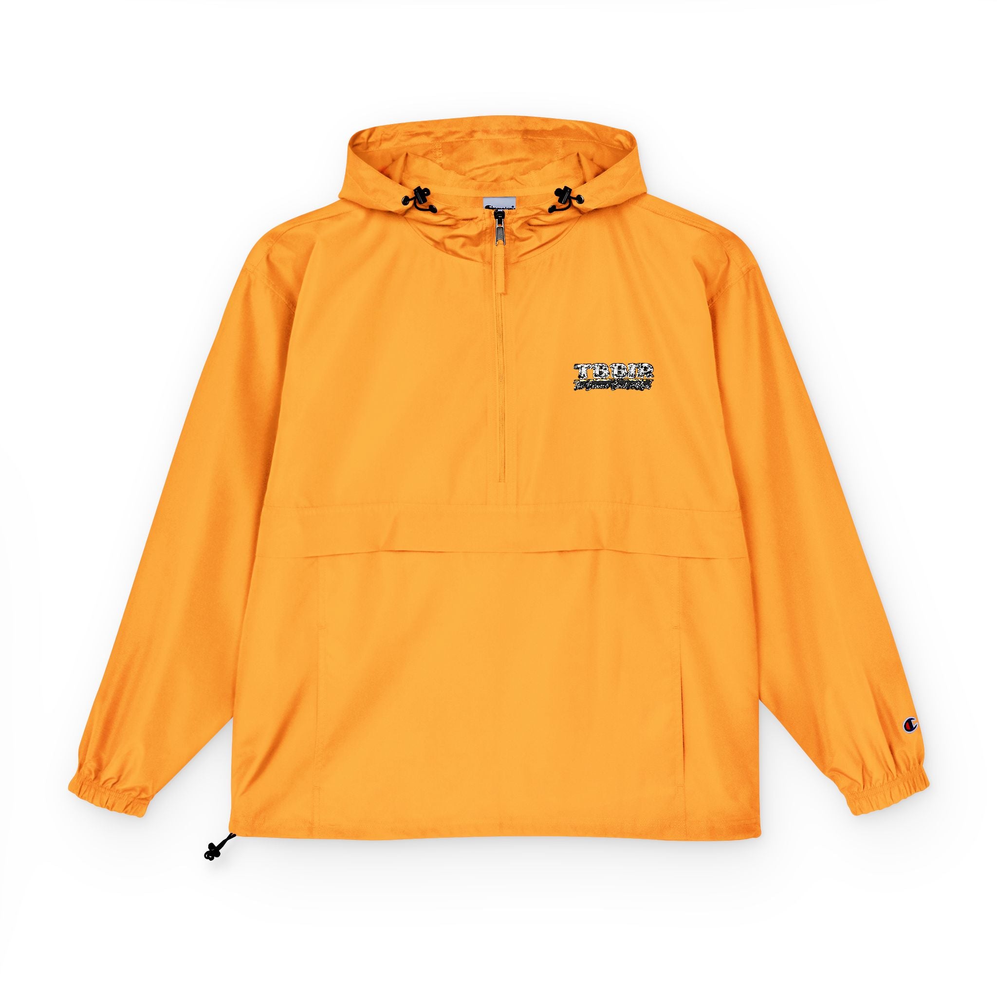 Packable Anorak Jacket — Lightweight Orange Windbreaker with Checker Logo
