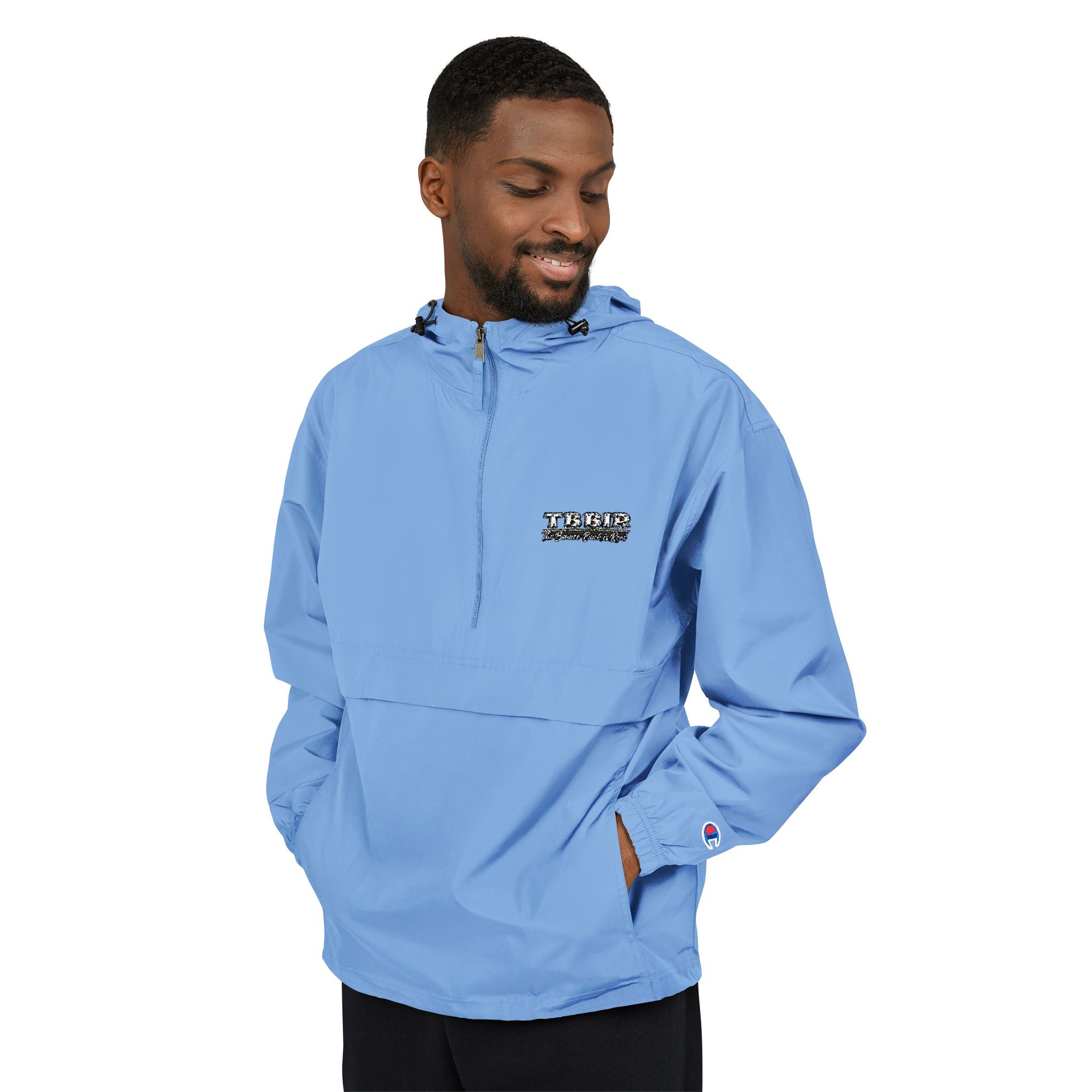 Packable Anorak Jacket — Lightweight Orange Windbreaker with Checker Logo