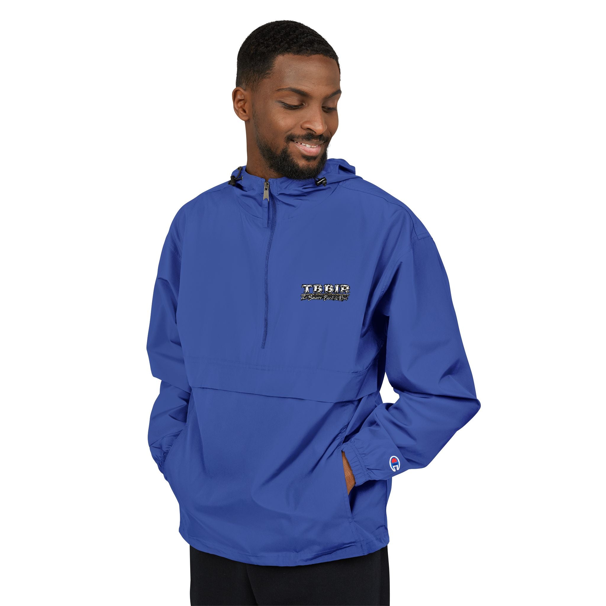 Packable Anorak Jacket — Lightweight Orange Windbreaker with Checker Logo