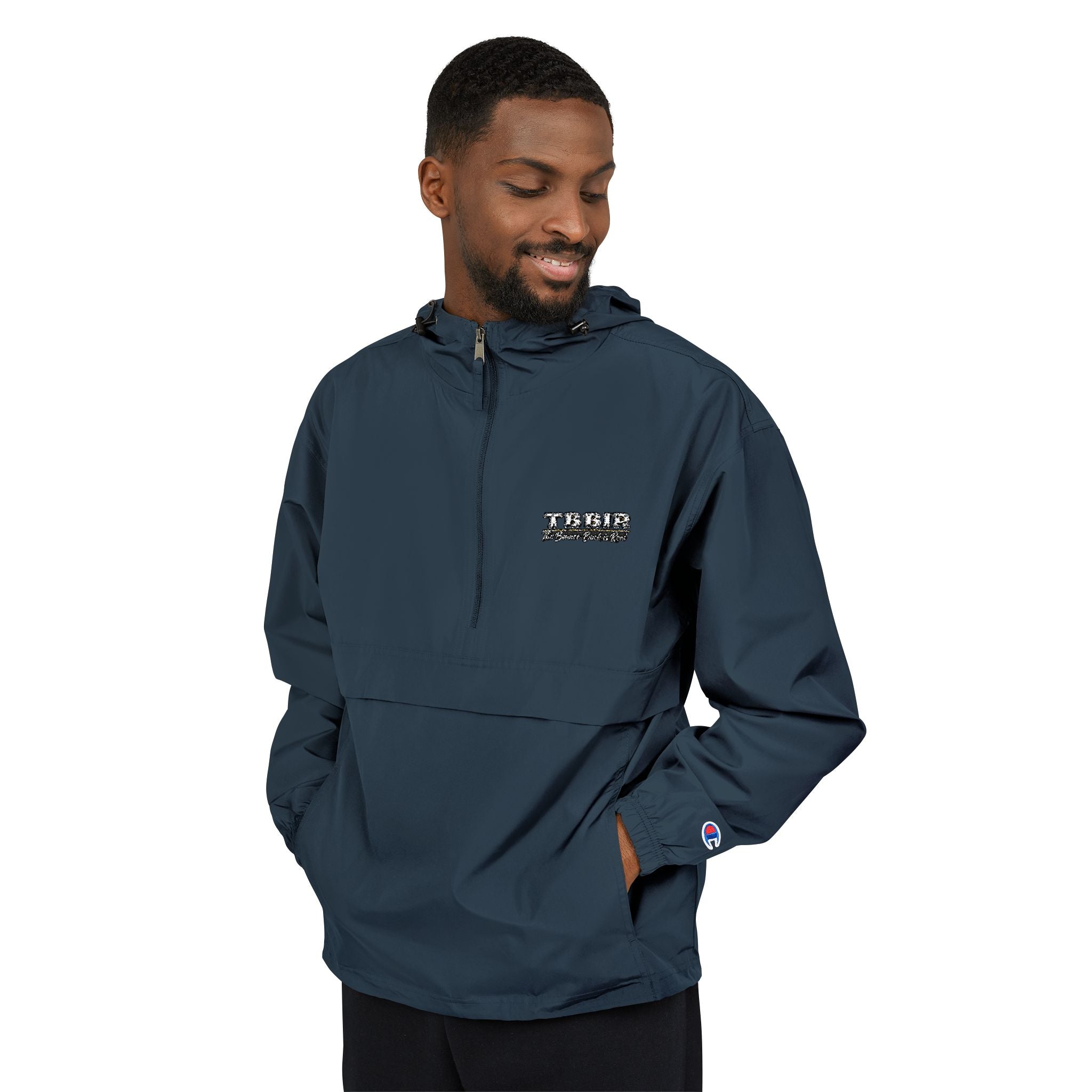Packable Anorak Jacket — Lightweight Orange Windbreaker with Checker Logo