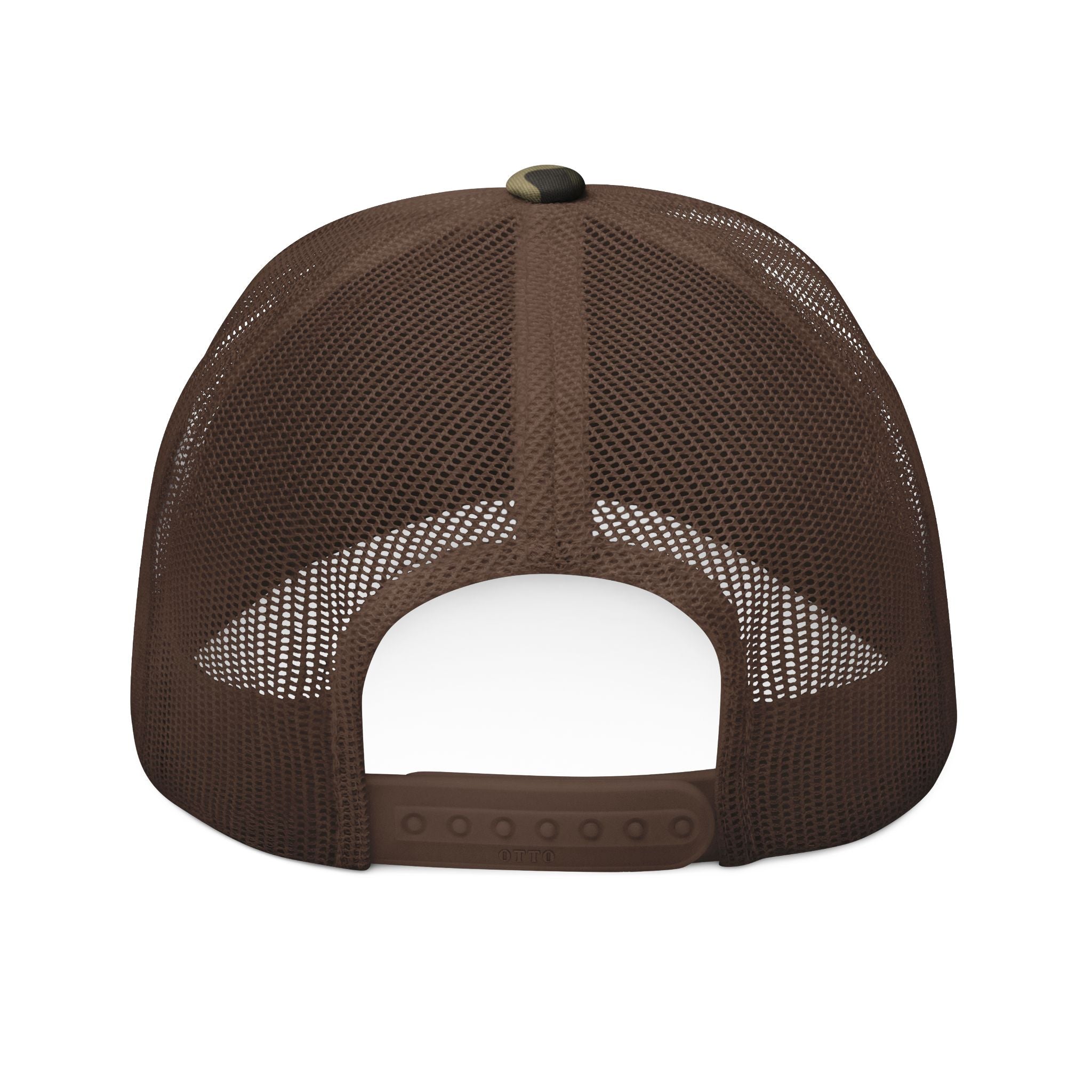 Camo Trucker Hat — Embroidered "TOBI: The Bounce Back of Rock" Patch