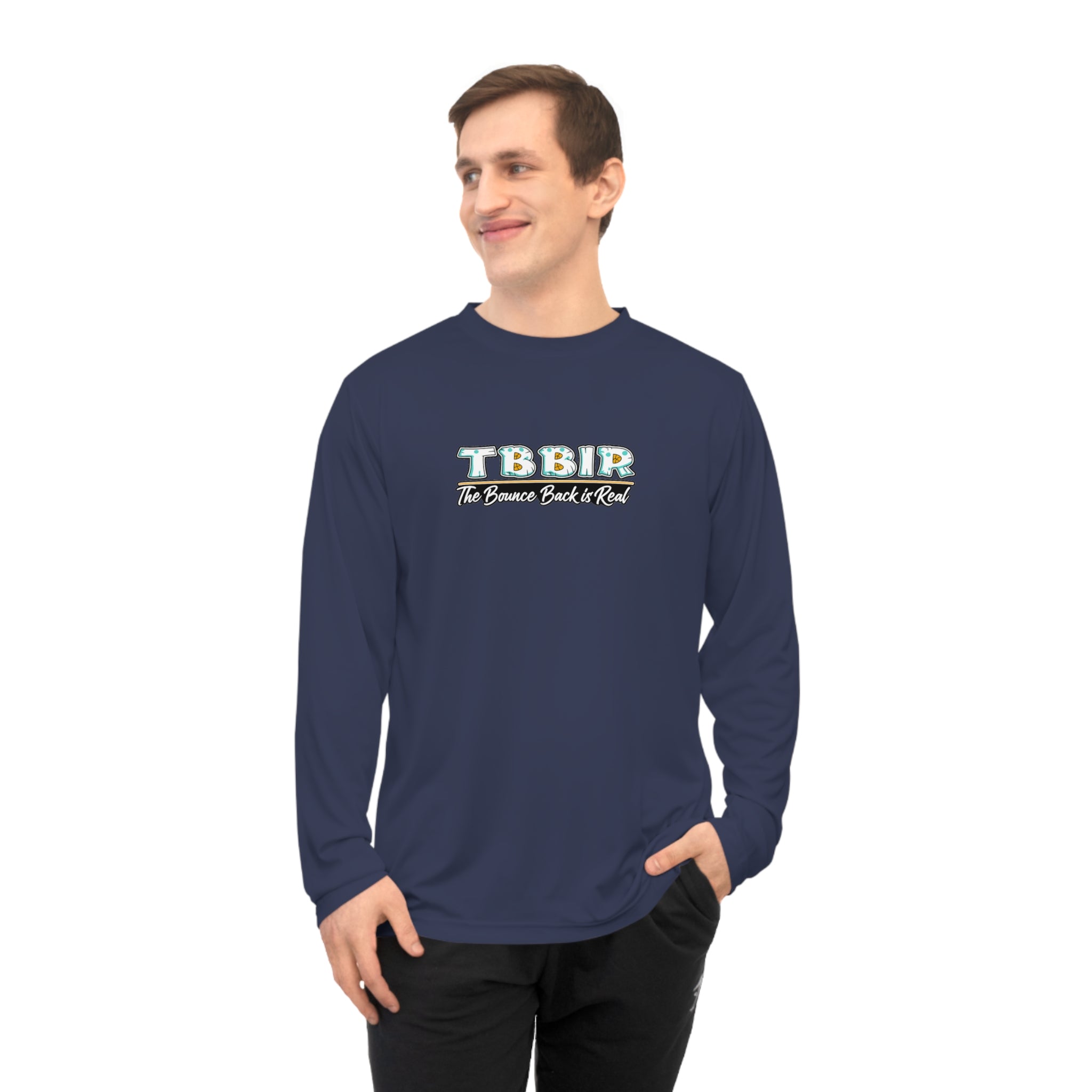 TBBIR Retro Logo Long Sleeve Performance Shirt — "Too Blessed To Be In Rush"