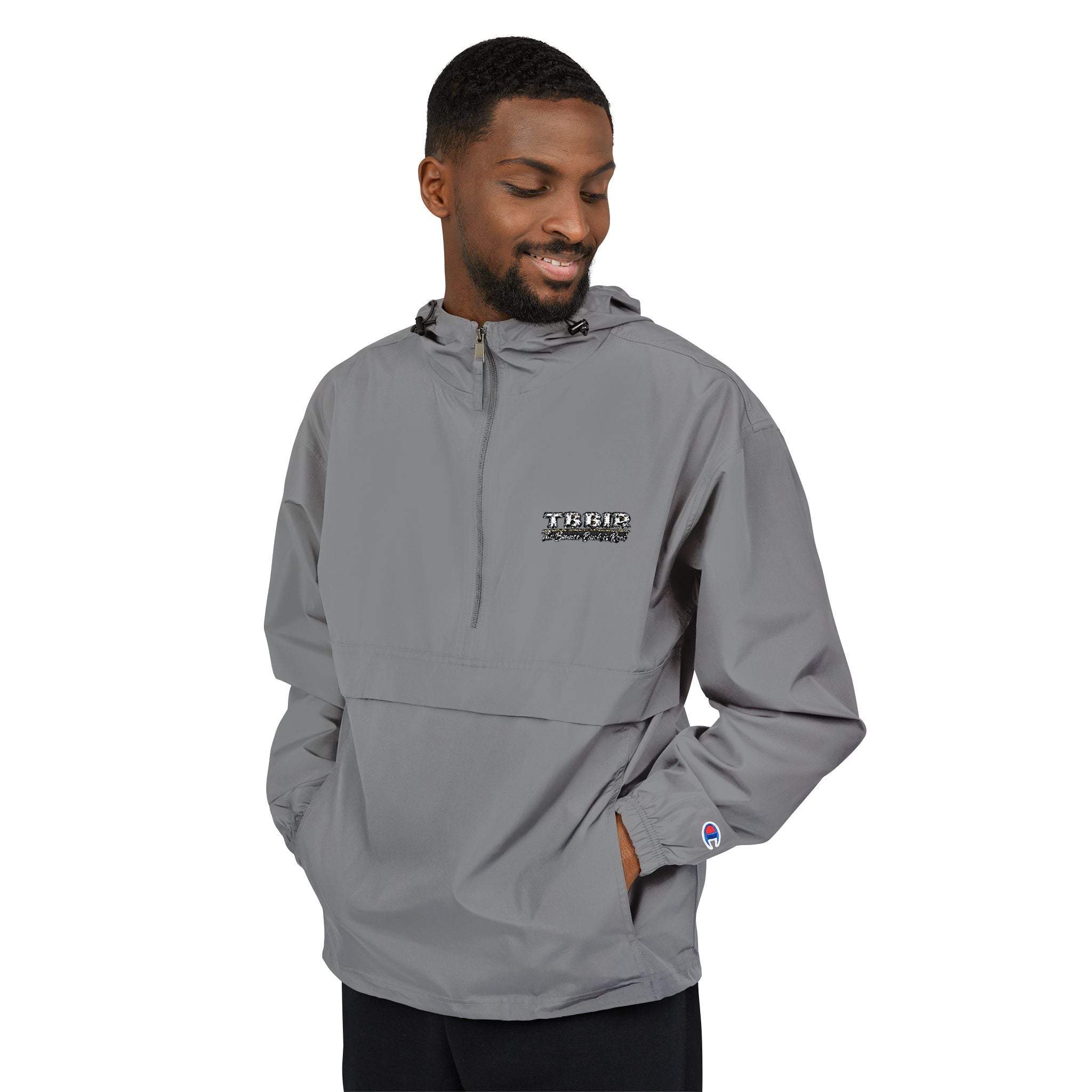 Packable Anorak Jacket — Lightweight Orange Windbreaker with Checker Logo